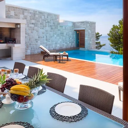 Luxury Seafront Pride With Private Heated Pool At The In - Baska Voda